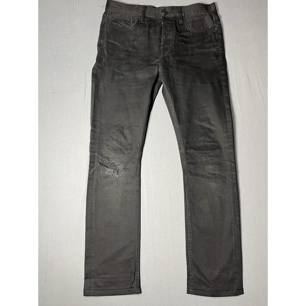 All Saints Cigarette Slim Fit Soft Stretch Black Denim Jeans Men's Size W28